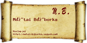 Mátai Bíborka névjegykártya